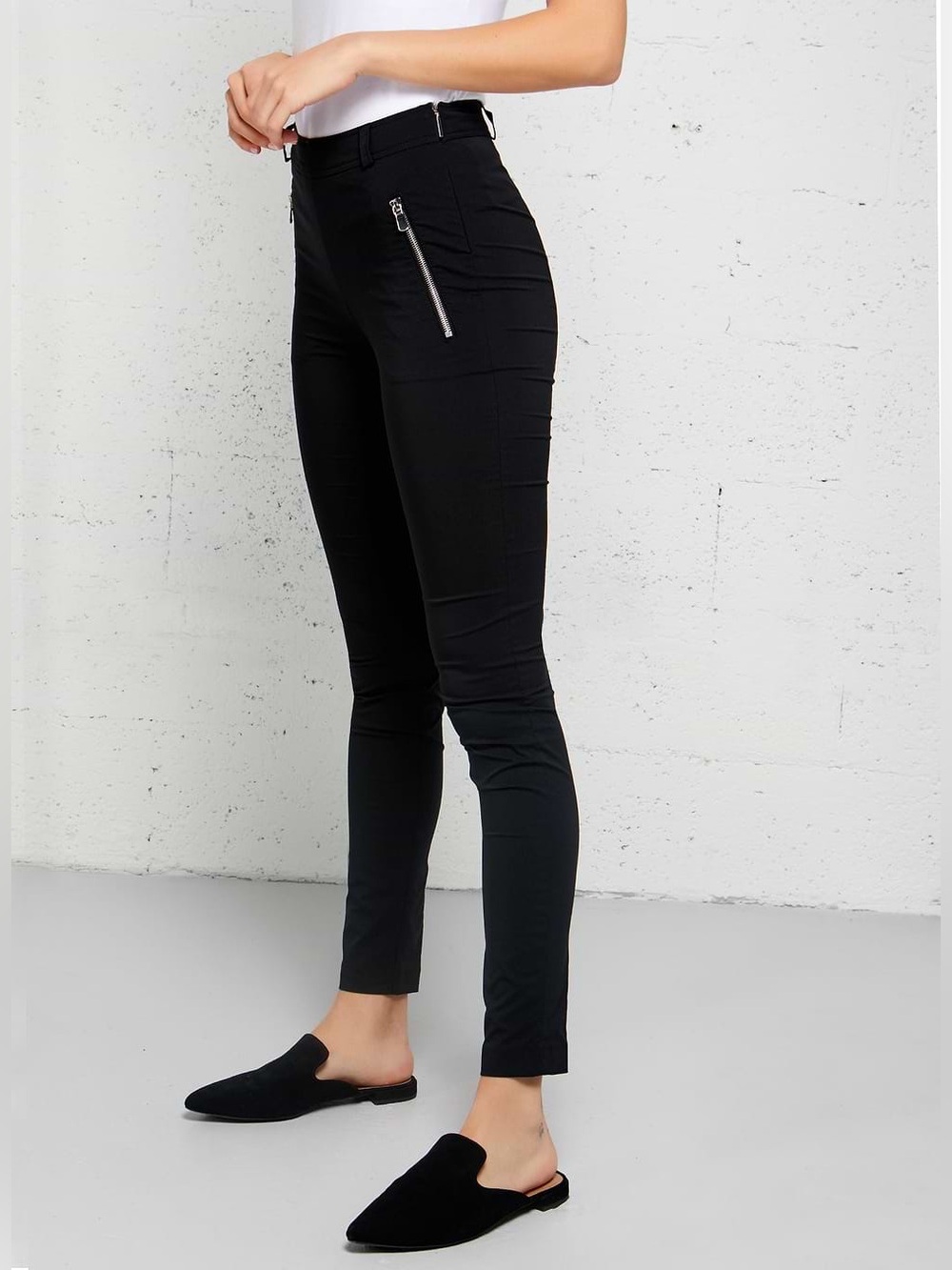 Anatomie Black Cropped Ankle Pants with Zip Detail